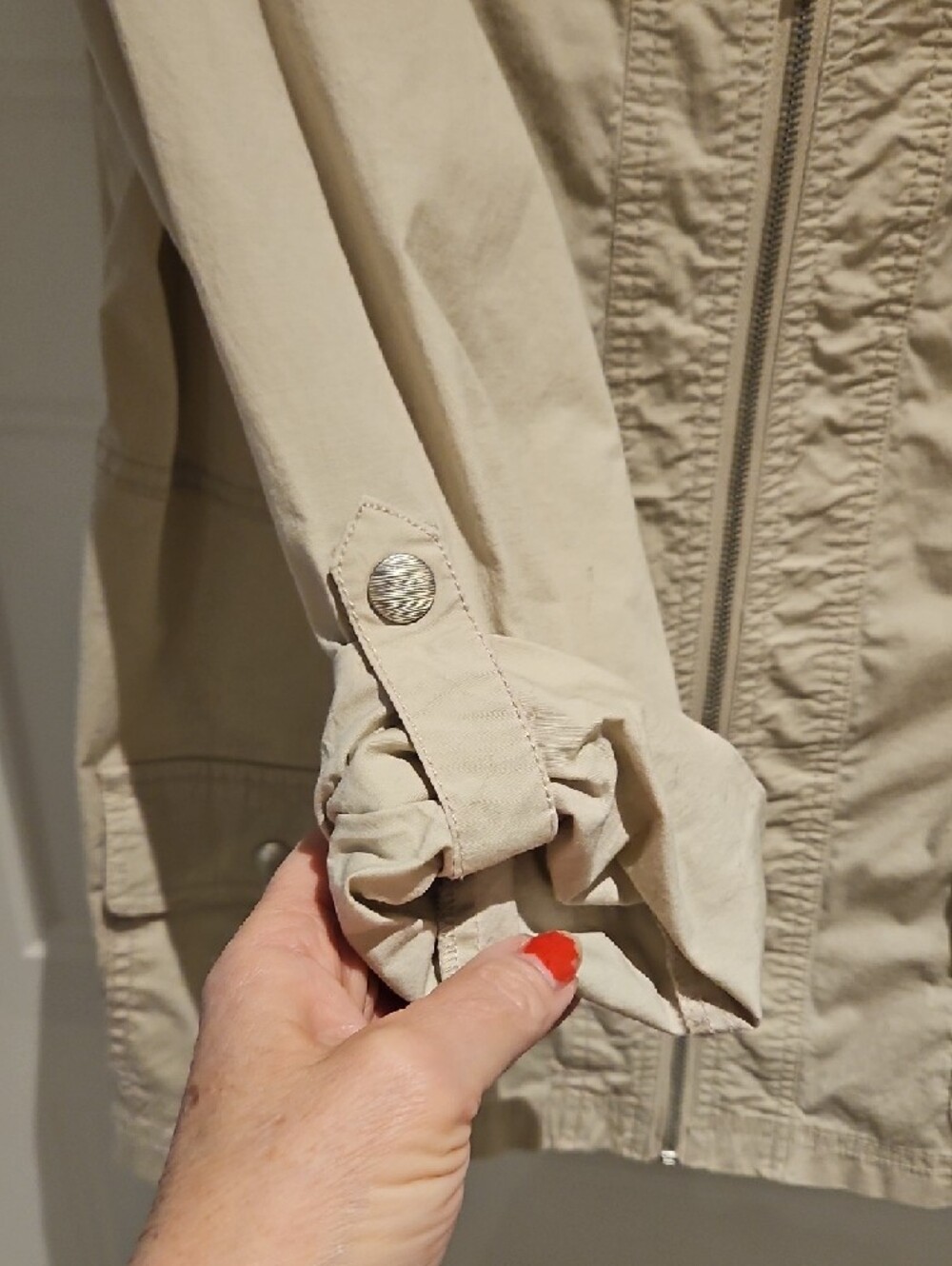 cleo Beige Utility Jacket with Zip Front - Picture 3 of 6